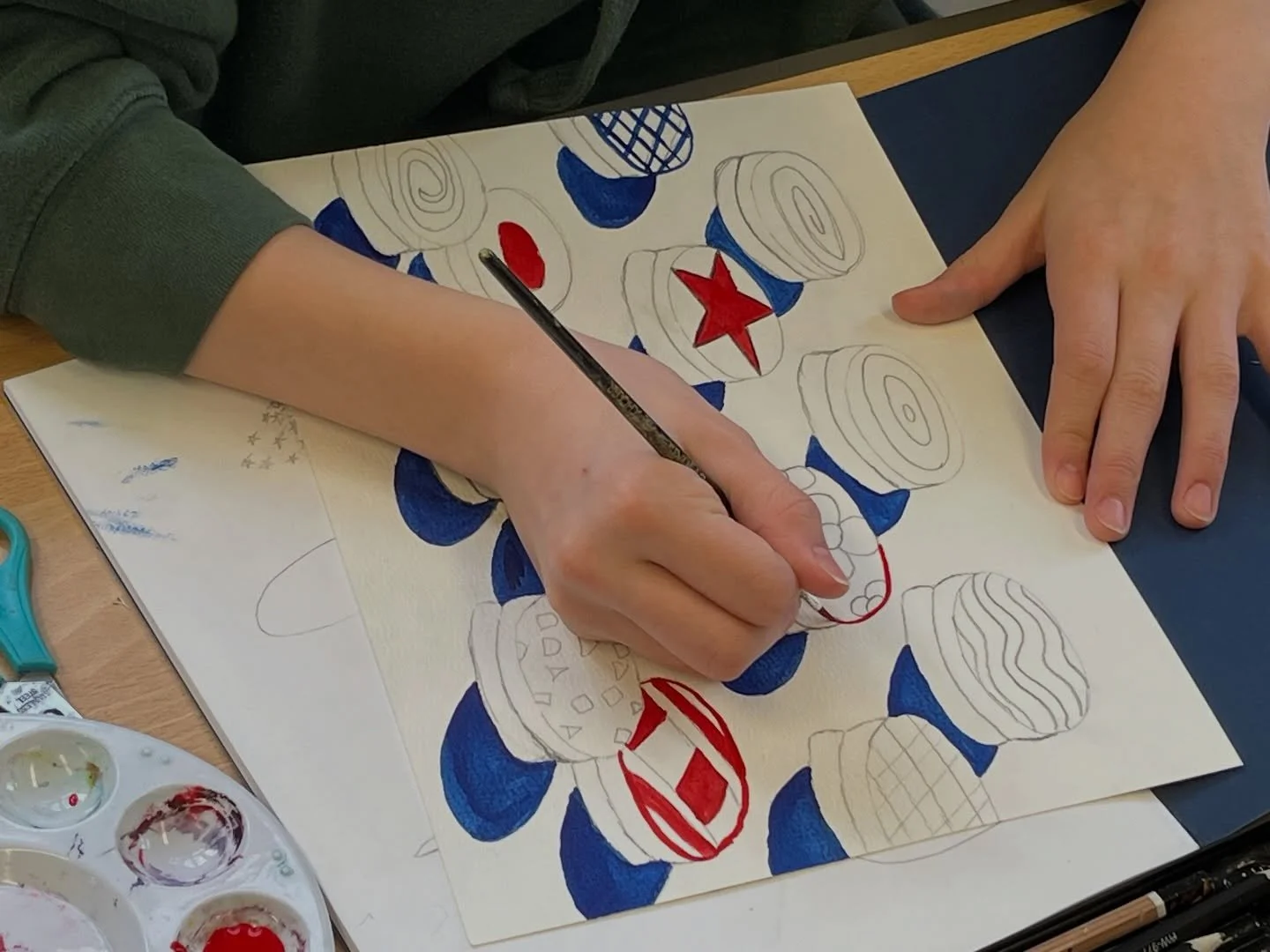 This week we have started our Wayne Theibald @waynethiebaudart @courtauld inspired yo-yo paintings. Designing them has been so fun and our young artists have smashed the perspective! Sooo impressive. Can&rsquo;t wait to show you some completed versio