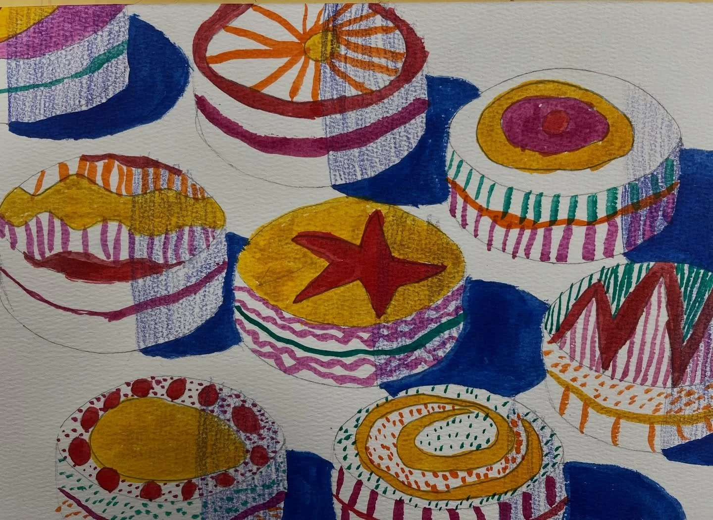 Absolutely stunning yo-yos created by our young artists using gorgeous highly pigmented inks. These were inspired by Wayne Theibald&rsquo;s yo-yo paintings exhibited at his recent exhibition at the Courtauld gallery @courtauld which many of our young