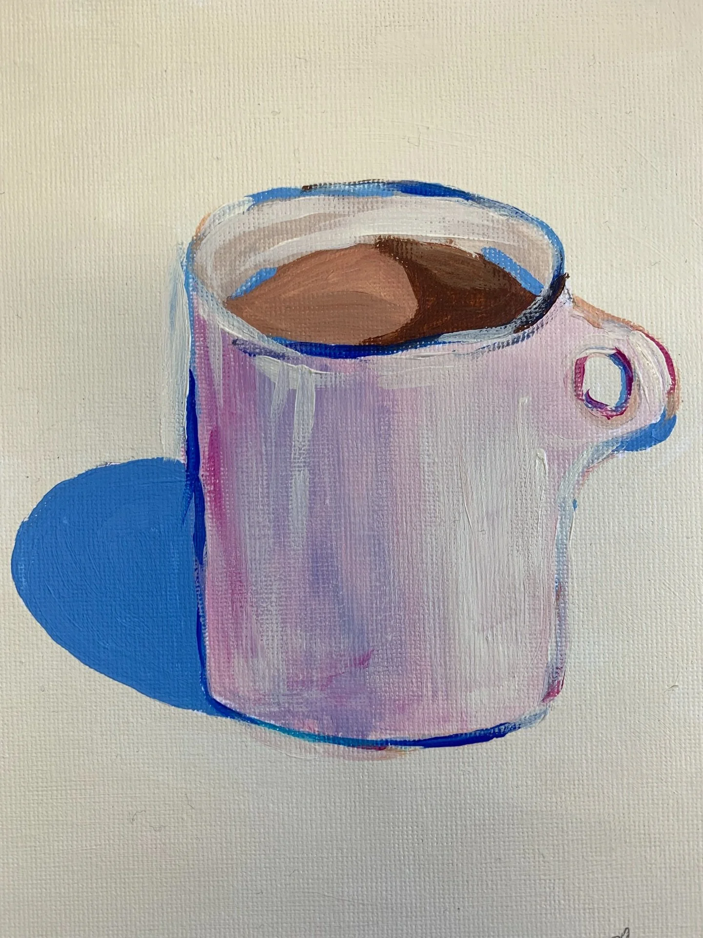 Stunning mugs painted by our Saturday artists in response to Wayne Theibald&rsquo;s iconic cup of coffee painting. @waynethiebaudart @courtauld