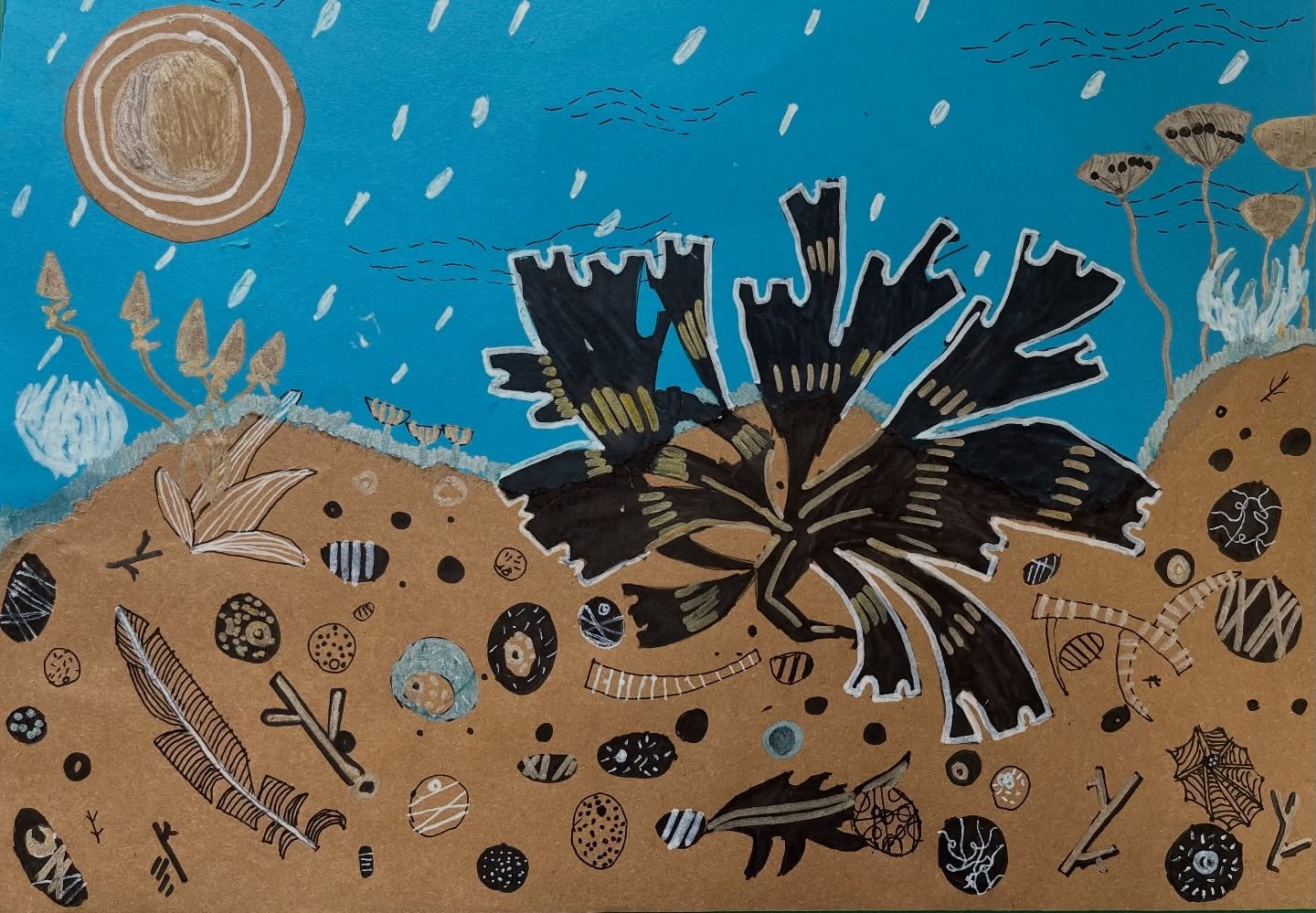 Absolutely stunning interpretations of Angie Lewin&rsquo;s Saltmarsh Storm 2 print by our young artists @angielewin