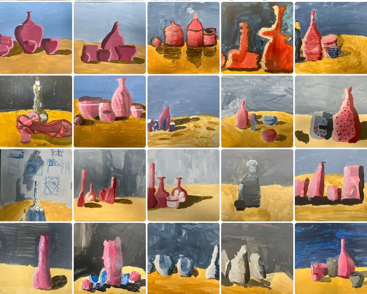 Our Monday artists did an incredible job with their Morandi inspired still life paintings. It&rsquo;s such a difficult skill, to create tone and form with paint and they did it so beautifully. Congratulations everyone xxx