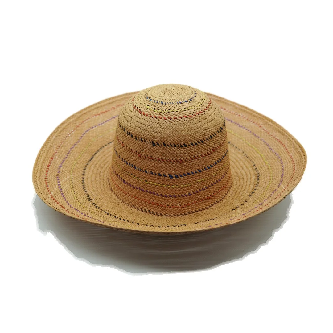 Natural straw with stripes