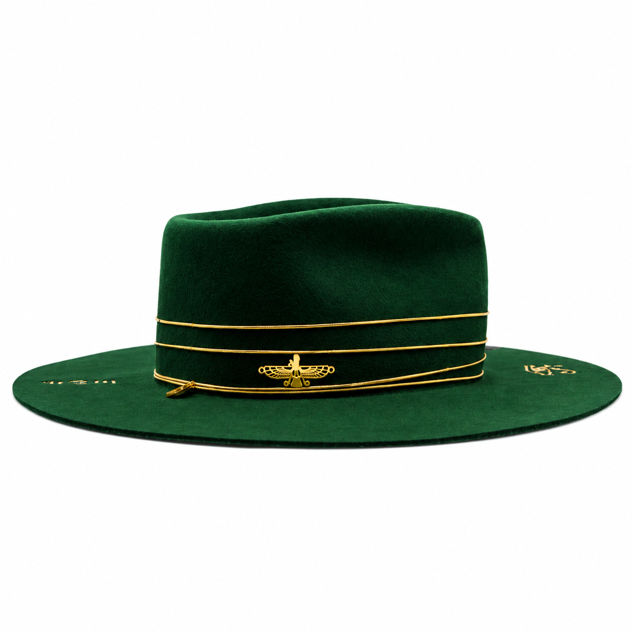 Forest Green Fedora with Gold Winged Emblem.png