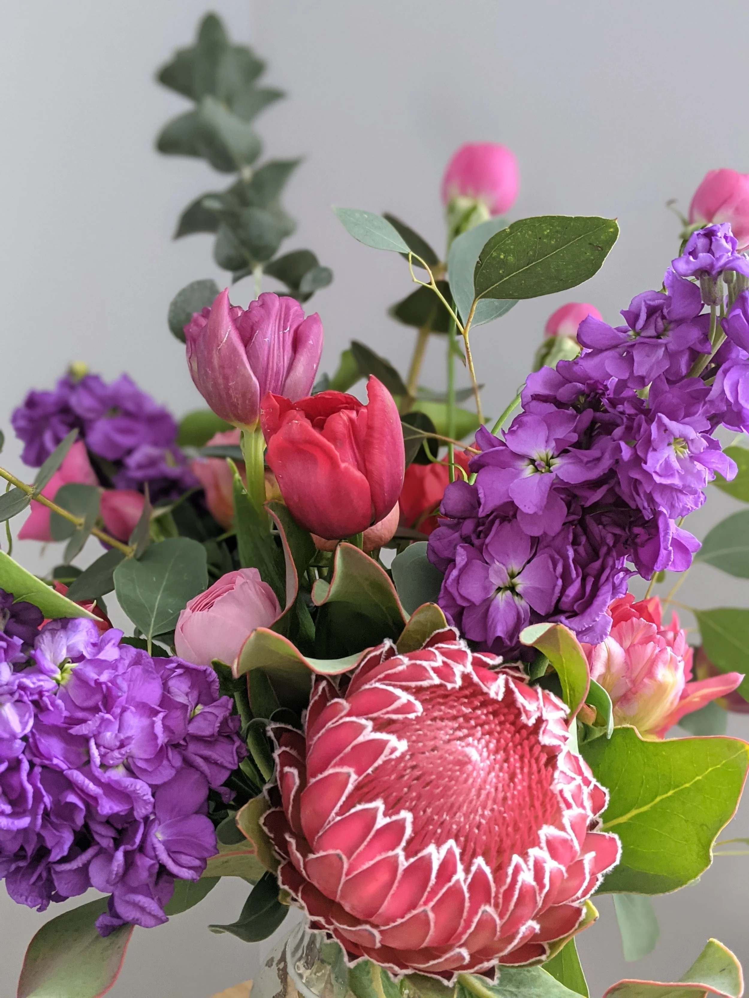 Mix of red pink and purple valentines day flowers