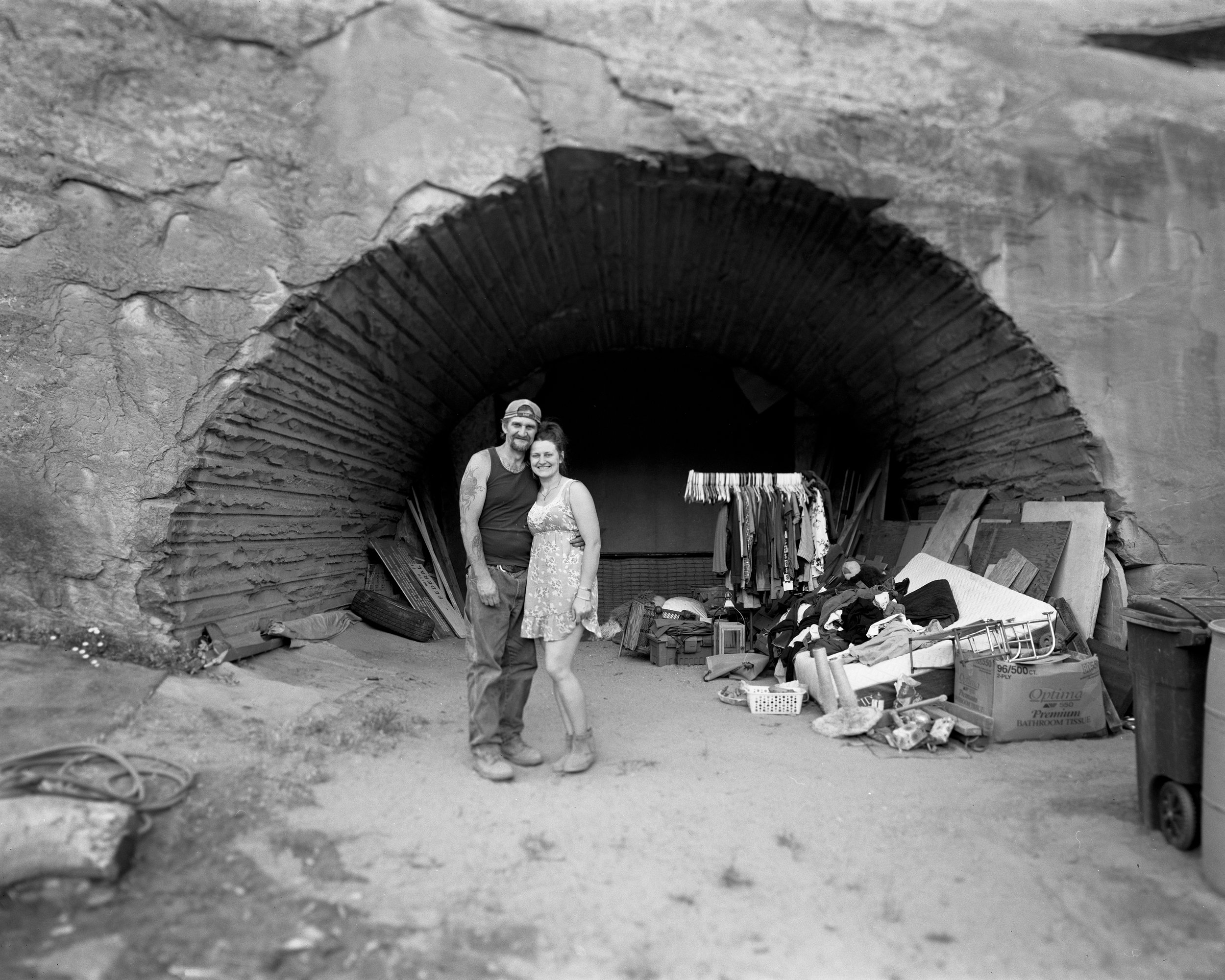 Couple living in an abandoned uranium mine Moab, Utah