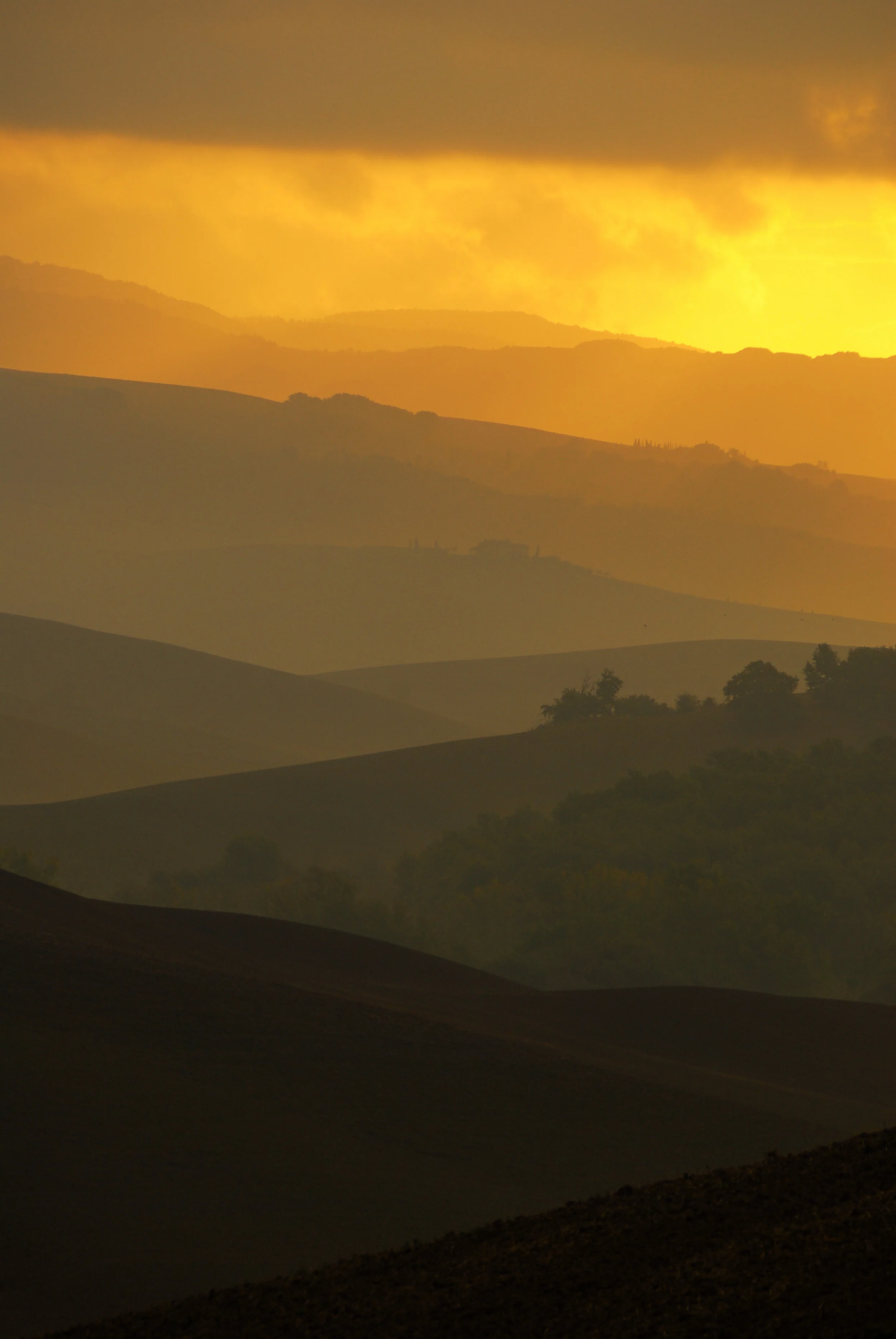 Sonnenaufgang im Val d'Orcia, Toskana