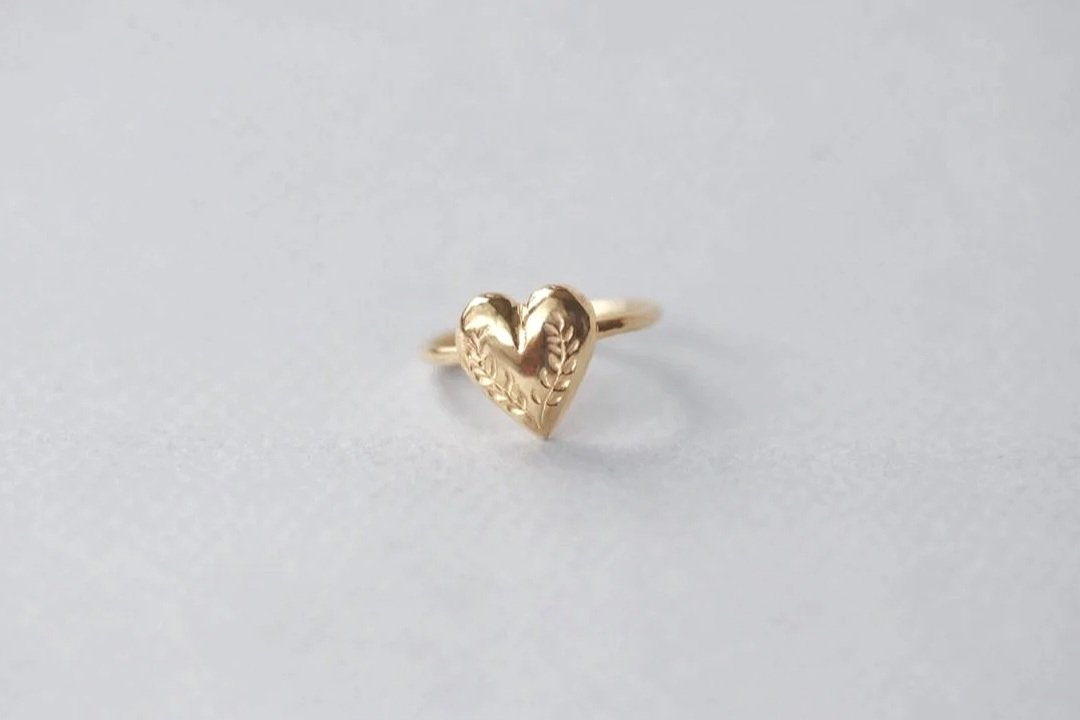 Botanical Heart Ring, Gold
