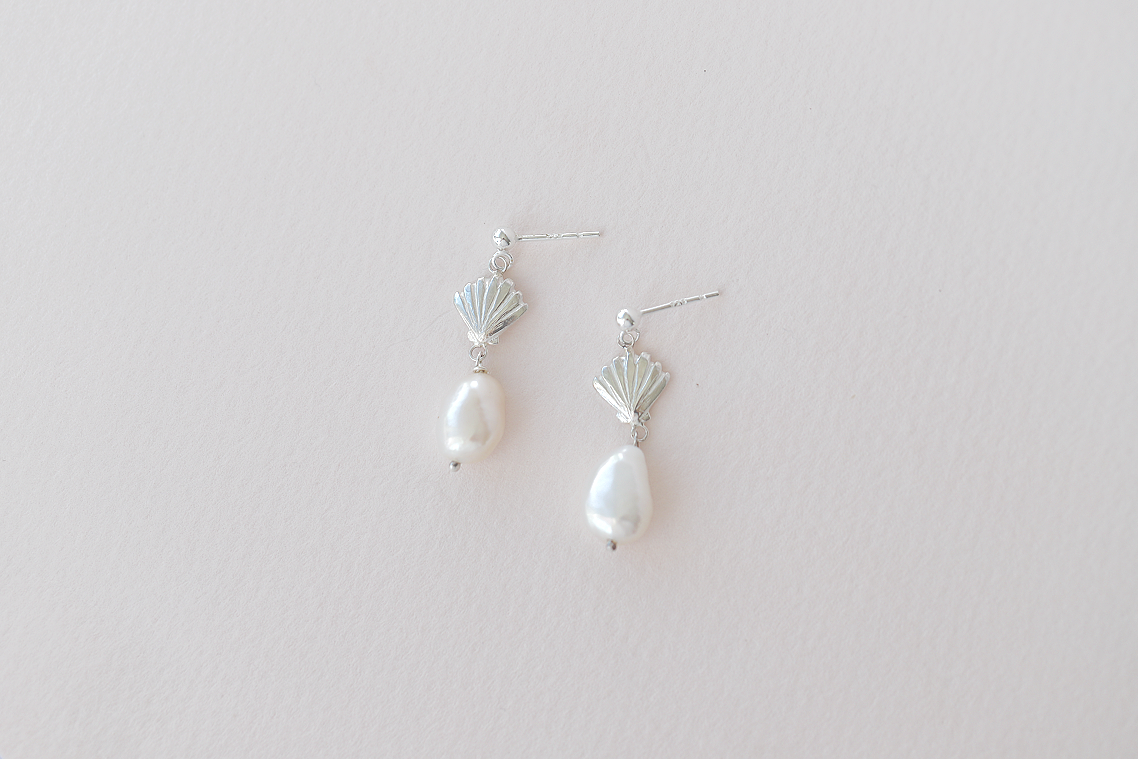 Seaweed ~ Maris & Pearl Earrings, Silver
