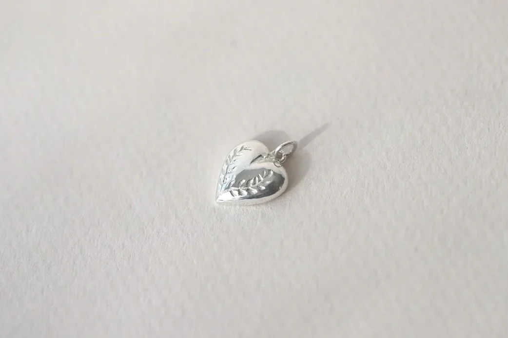 Botanical Heart Pendant, Silver