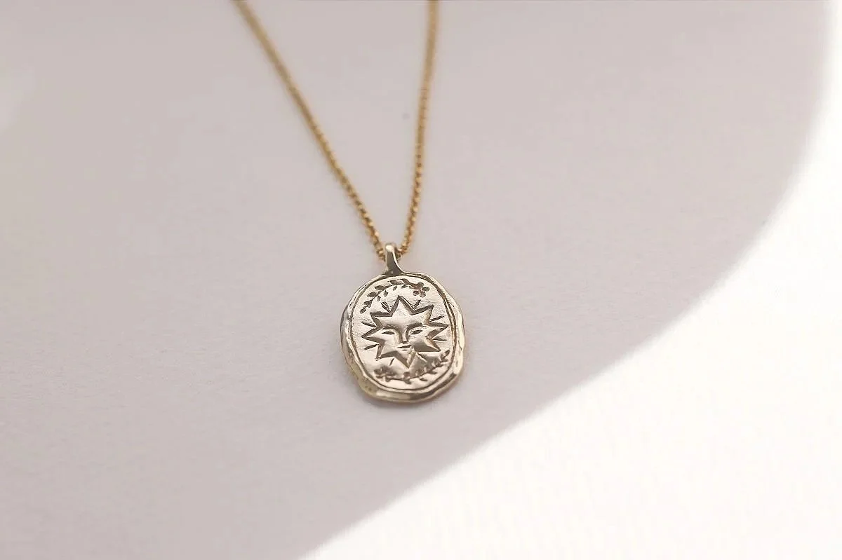 Summer Solstice ~ Sun talisman Litha necklace, Bronze