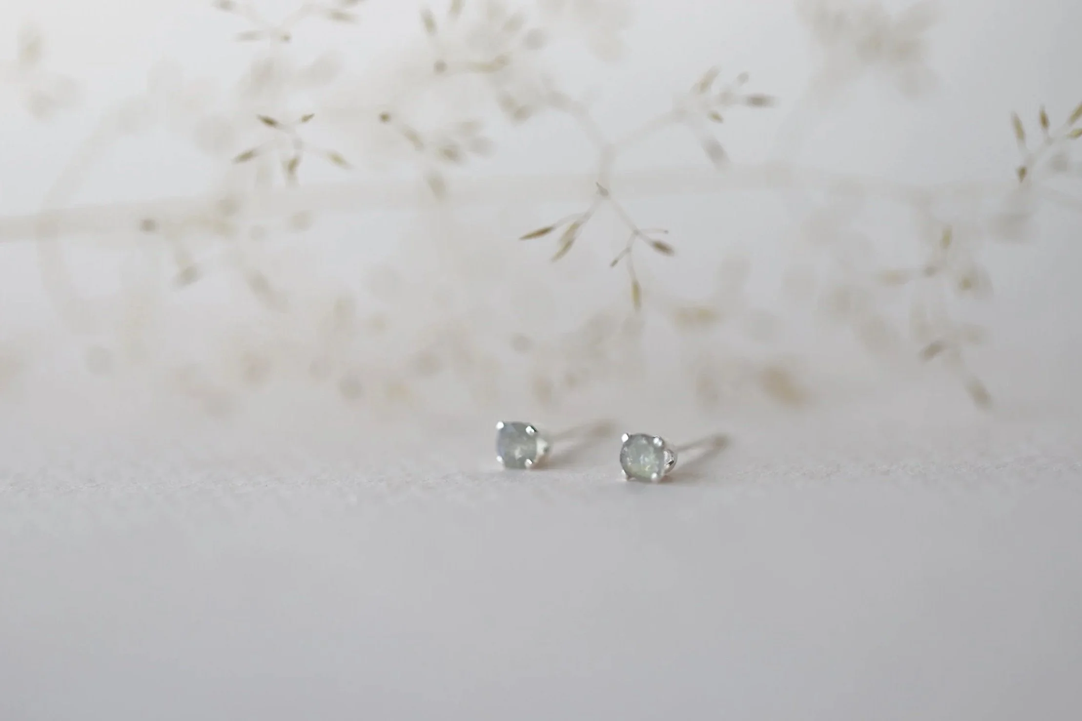 Tiny Labradorite Stud Earrings, silver