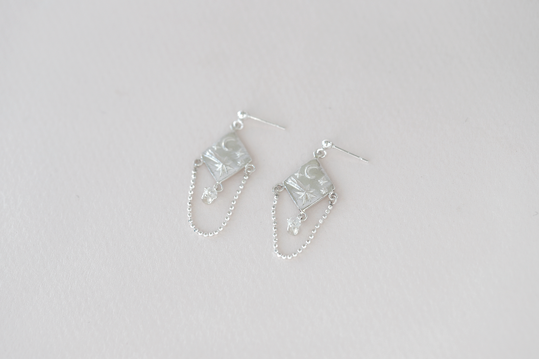 Nocturne ~ Shooting Star Earrings, Silver