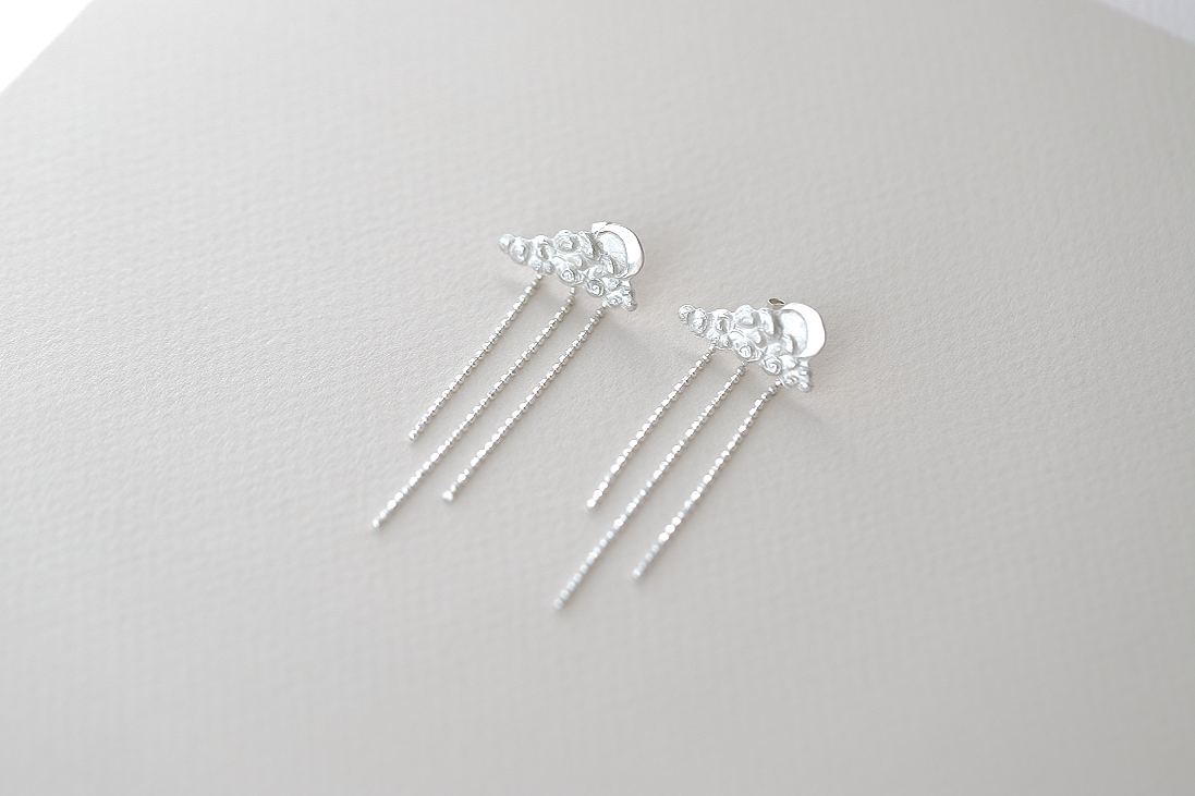 Nocturne ~ Rain Cloud Earrings, Silver