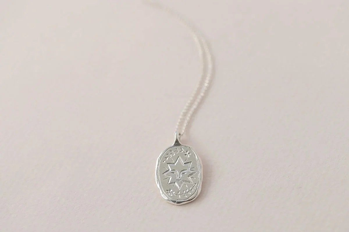 Summer Solstice ~ Sun talisman Litha necklace, Silver