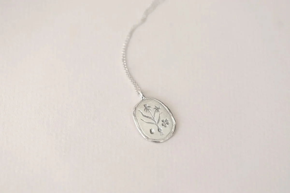 Spring Equinox ~ Wild Narcissus talisman Ostara pendant, Silver