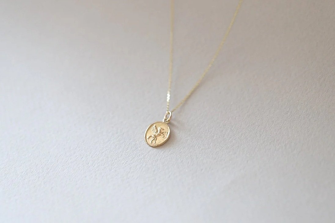 Nocturne ~ Pegasus pendant, Gold