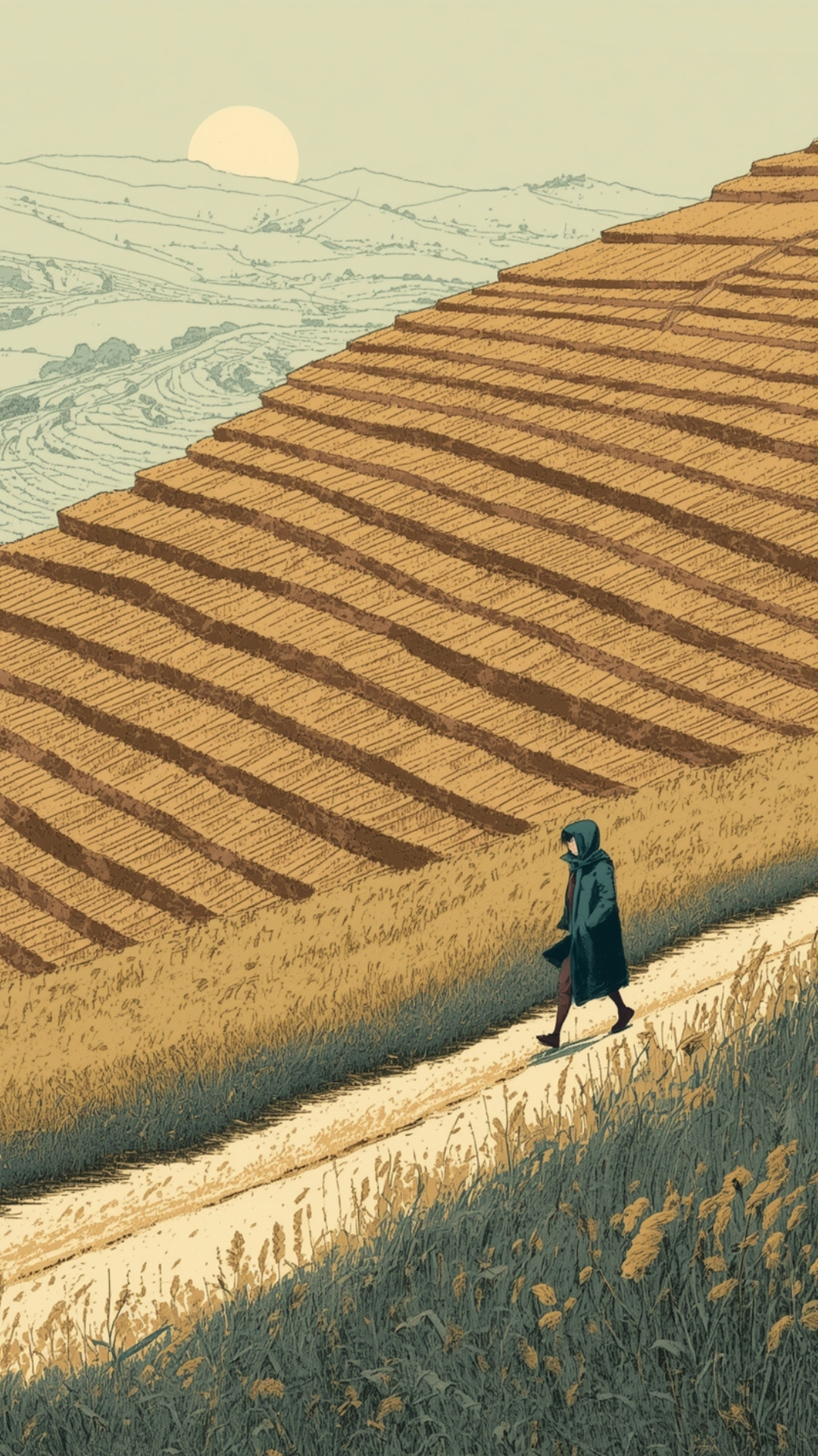 Terraced Hillside at Midday