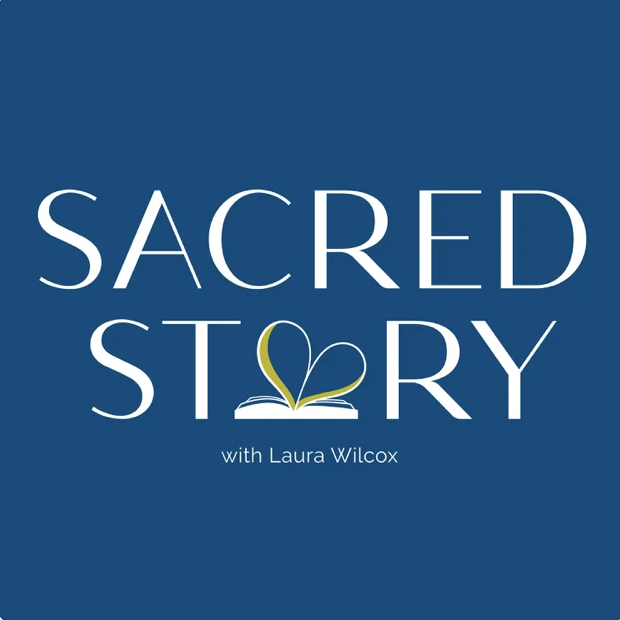 Podcast cover: Sacred Story Podcast graphic featuring title “Sharing Hope” with guest Courtney Garrett, adorned with warm earth-tone accents and soft script.
