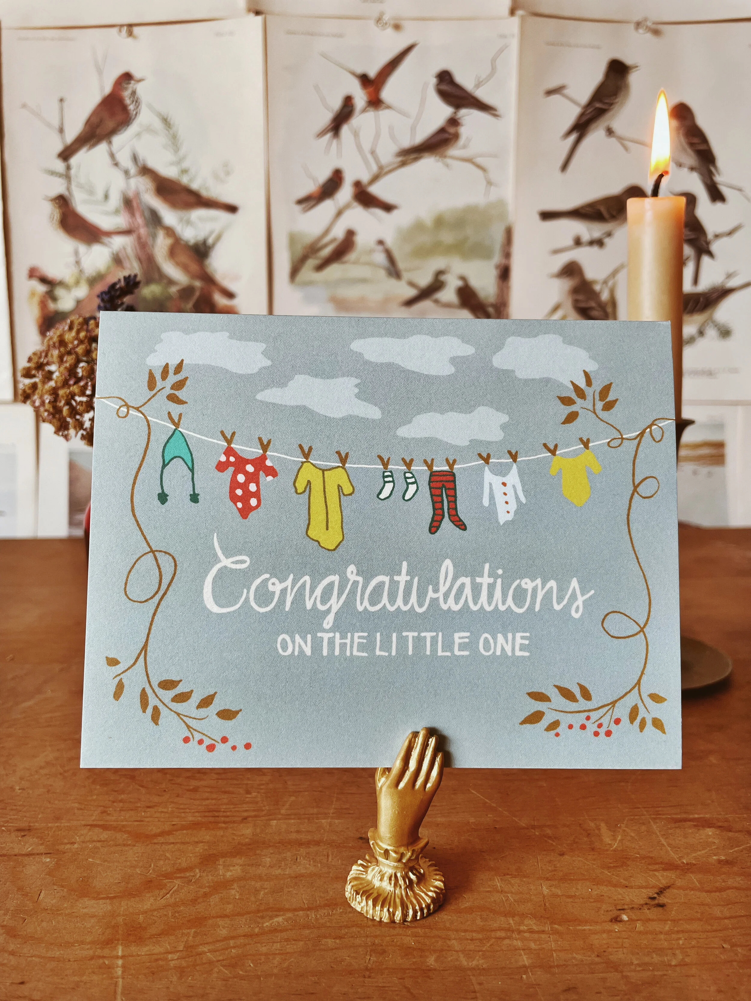 Congratulations Clothesline Card (Peppercorn Paper) — Dodges and Daisies