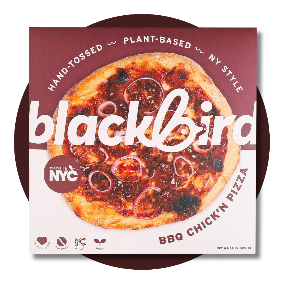 Blackbird Foods plant-based bbq chickn pizza made in nyc hand tossed dairy-free