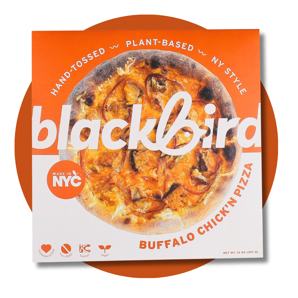 Blackbird Foods plant-based buffalo chickn pizza made in nyc hand tossed dairy-free