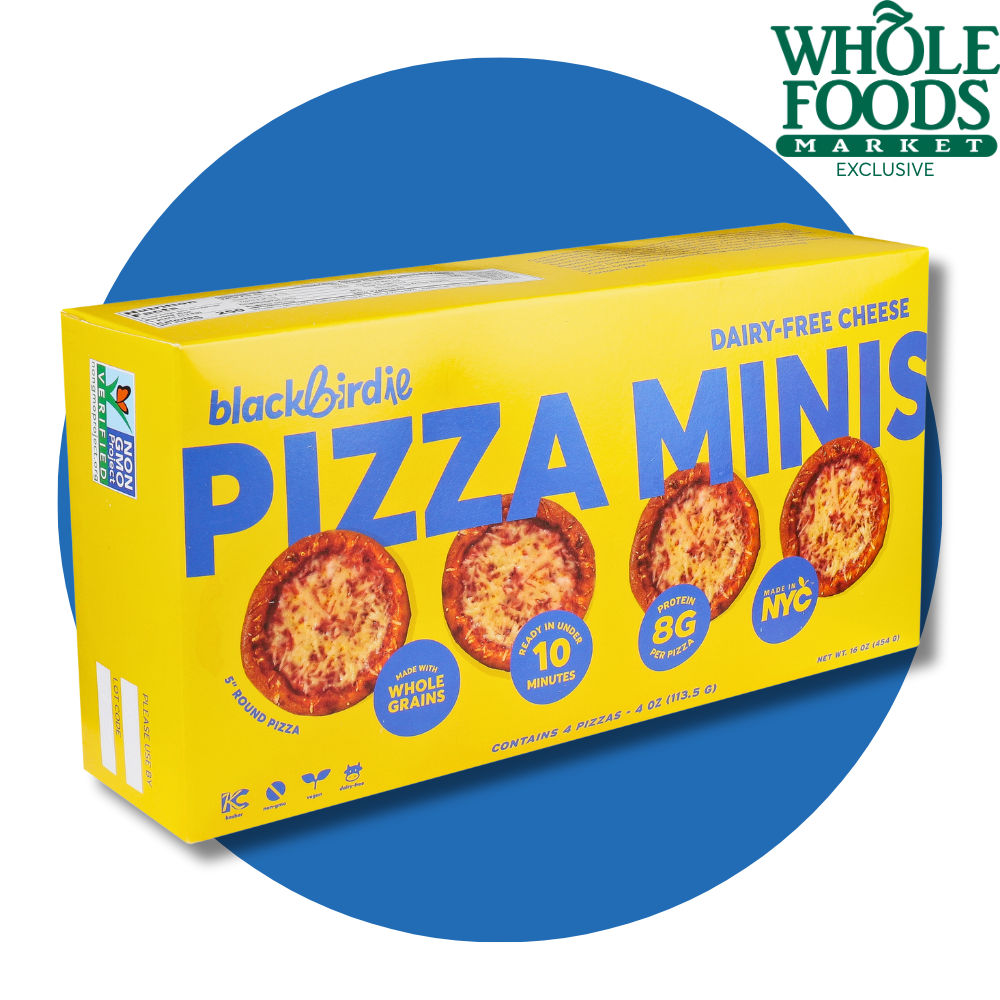 Blackbird Foods Pizza Minis Cheese available exclusively at Whole Foods Market