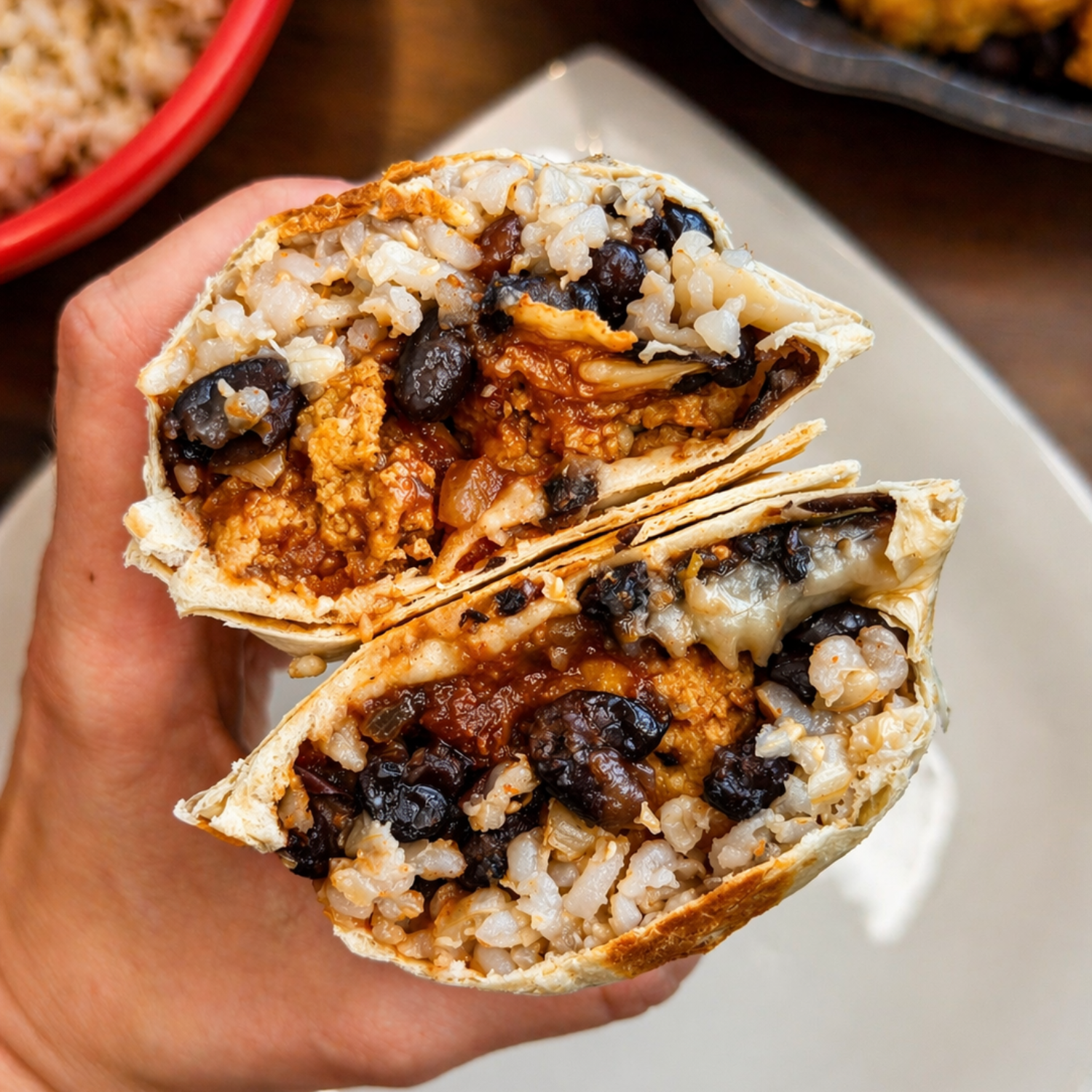 Blackbird Original Crispy Tofu Burrito with salsa, black beans, rice