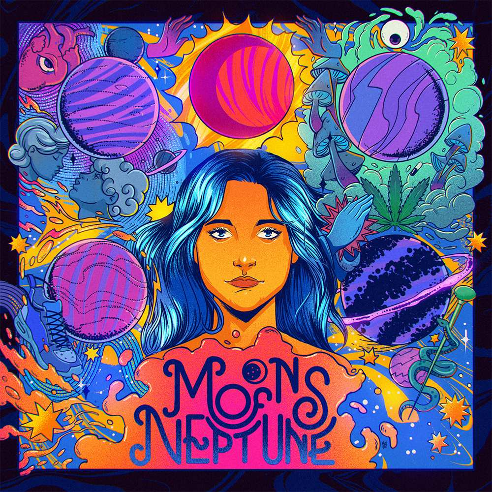 Moons of Neptune by Ian Stirton