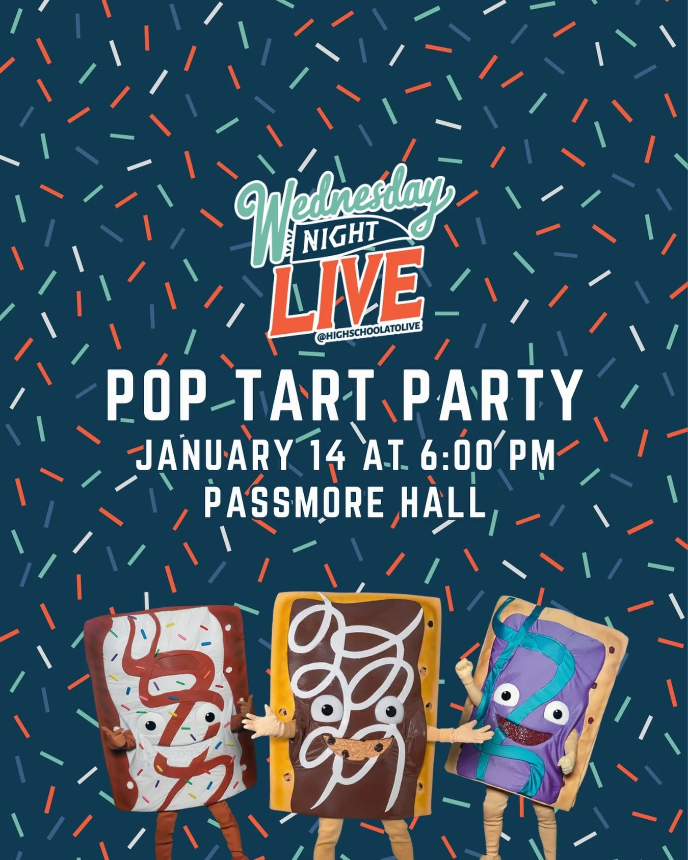 WNL Pop Tart Party ‼️🎉
&bull;
We can&rsquo;t wait for Wednesday Night Live this week! We&rsquo;ll continue our Above and Beyond Sermon Series, compete on the mic in a fun game, worship the Lord together, and then enjoy some Pop Tarts together! Bring