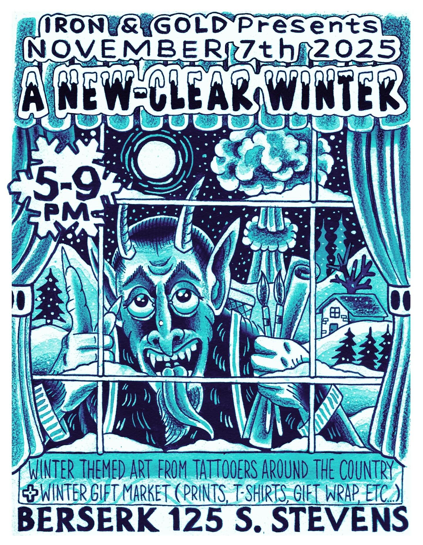 Mark your calendars 🗓️ Iron & Gold is throwing a “Winter” themed art show for first Friday November 7th @berserkspokane and we invited some of our friends from around the country to partake. There will also be a mini Winter Market ch