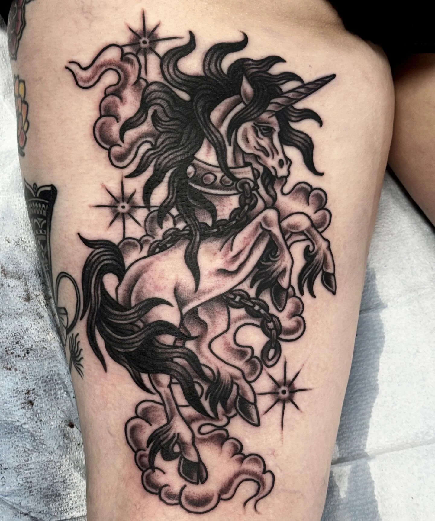 🦄 by @chrisspriggs Contact Chris directly to setup an appointment! #ironandgoldtattoo #spokanetattoos