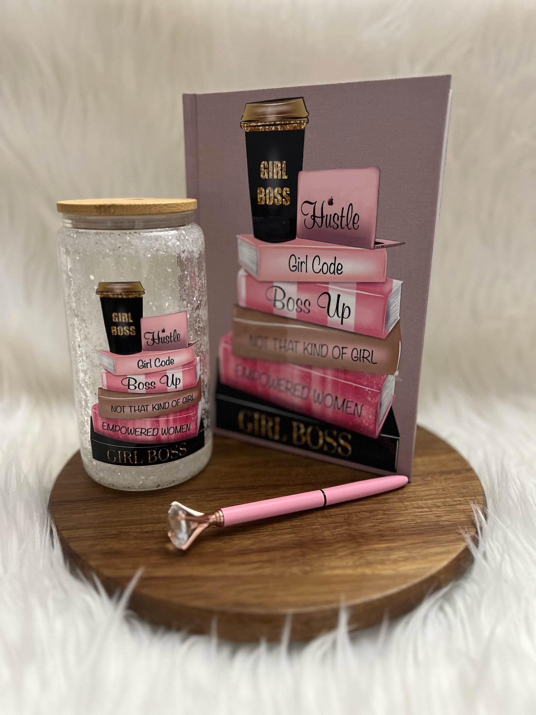 Girl Boss Motivation Set – Journal, Glitter Jar & Diamond Pen