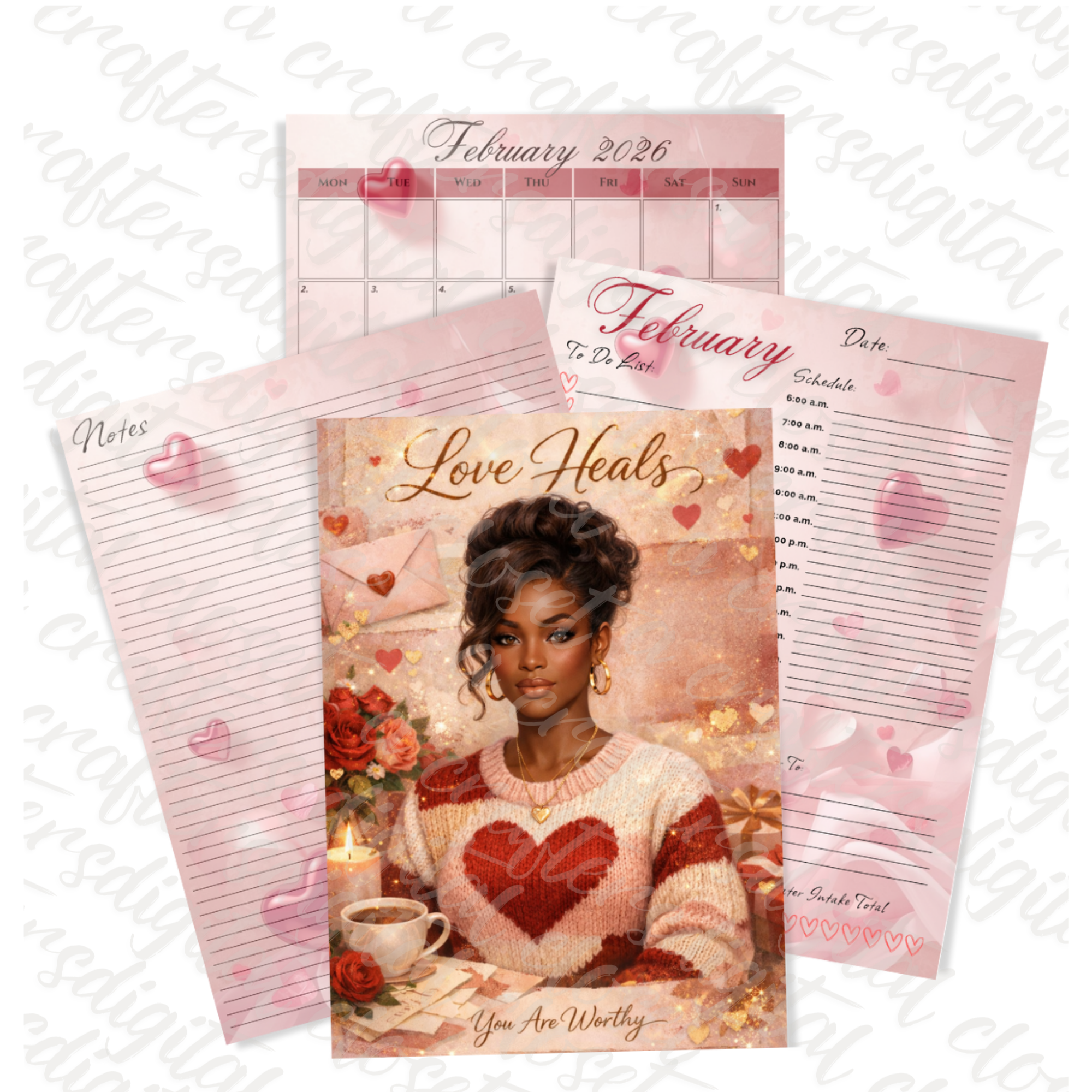 Love Heals February Self-Love Planner & Journal Set – Inspirational Women’s Journal