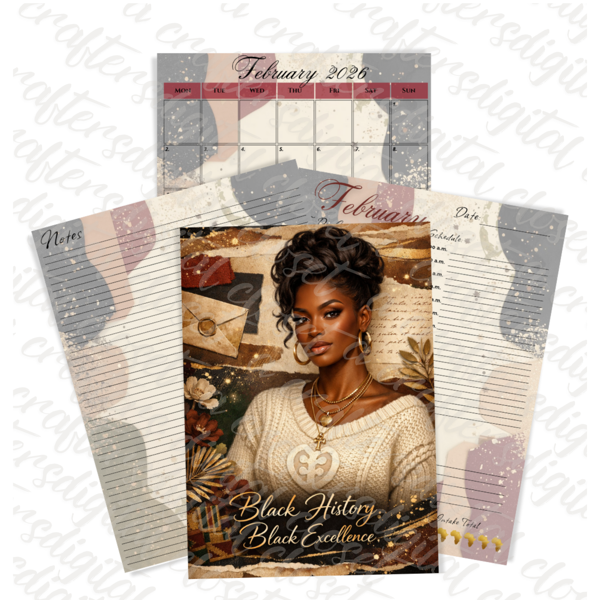 Black History Black Excellence February Planner & Journal Set – Inspirational Black Women Stationery