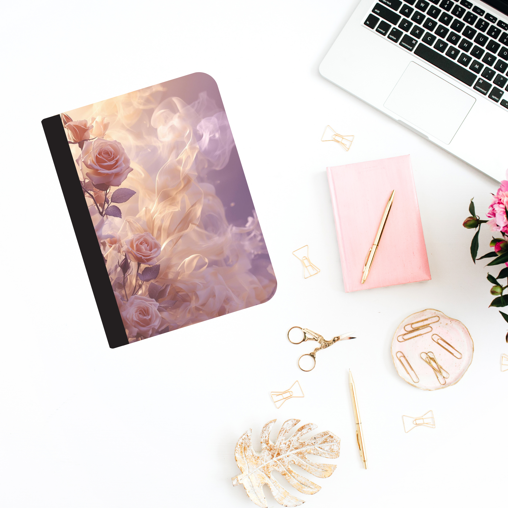 Rose Floral Composition Notebook with Lined Pages – Elegant Aesthetic Journal