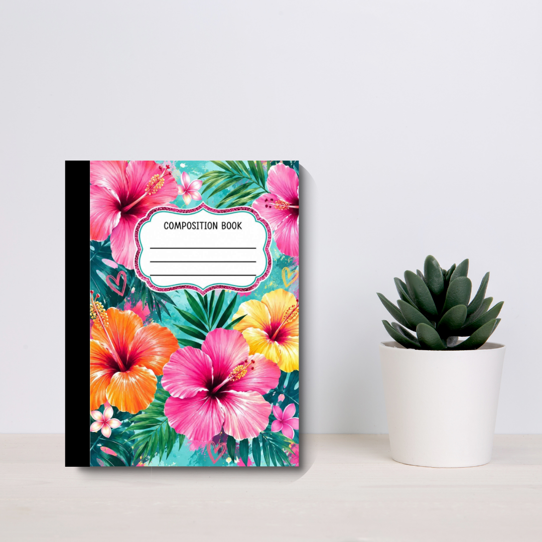 ropical Hibiscus Floral Composition Notebook