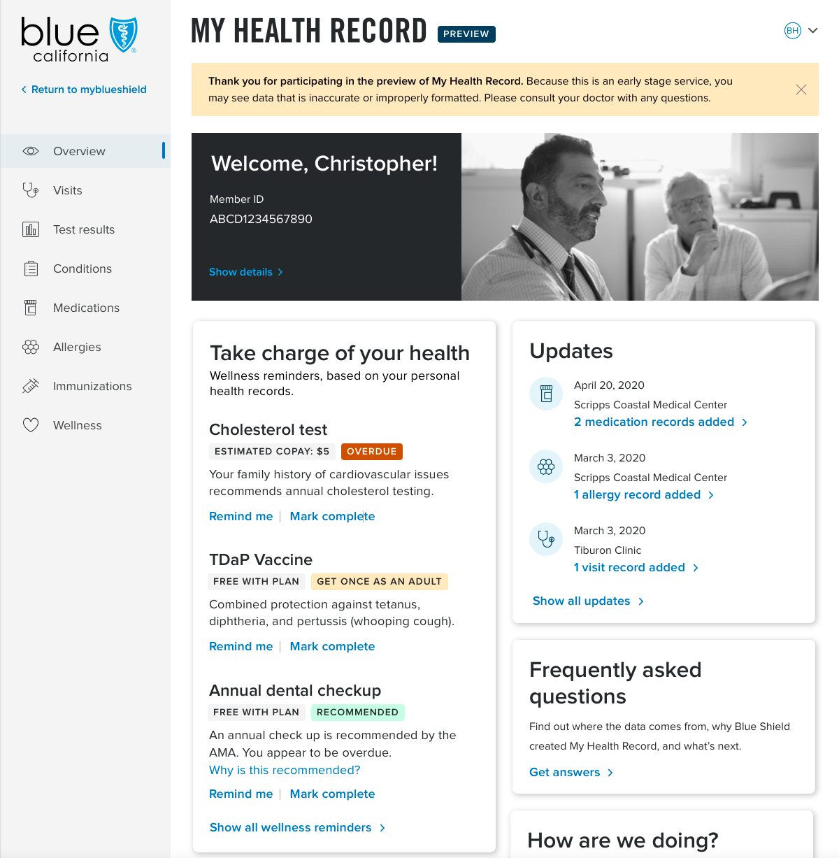 Blue Shield My Health Record