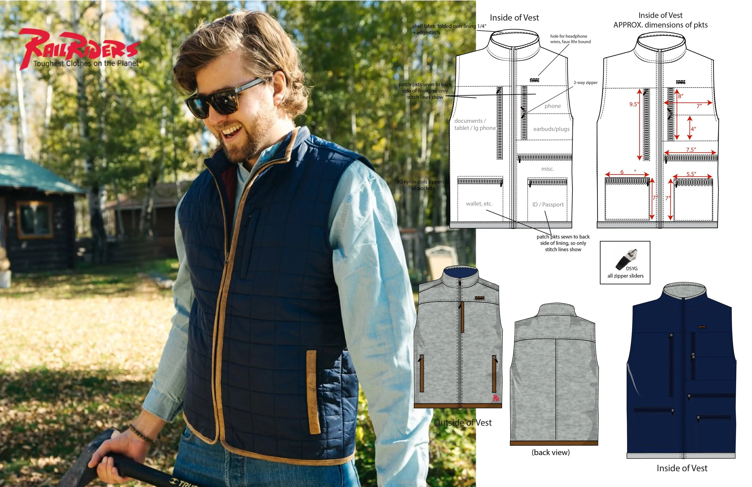 Travel Vest Technical Sketches