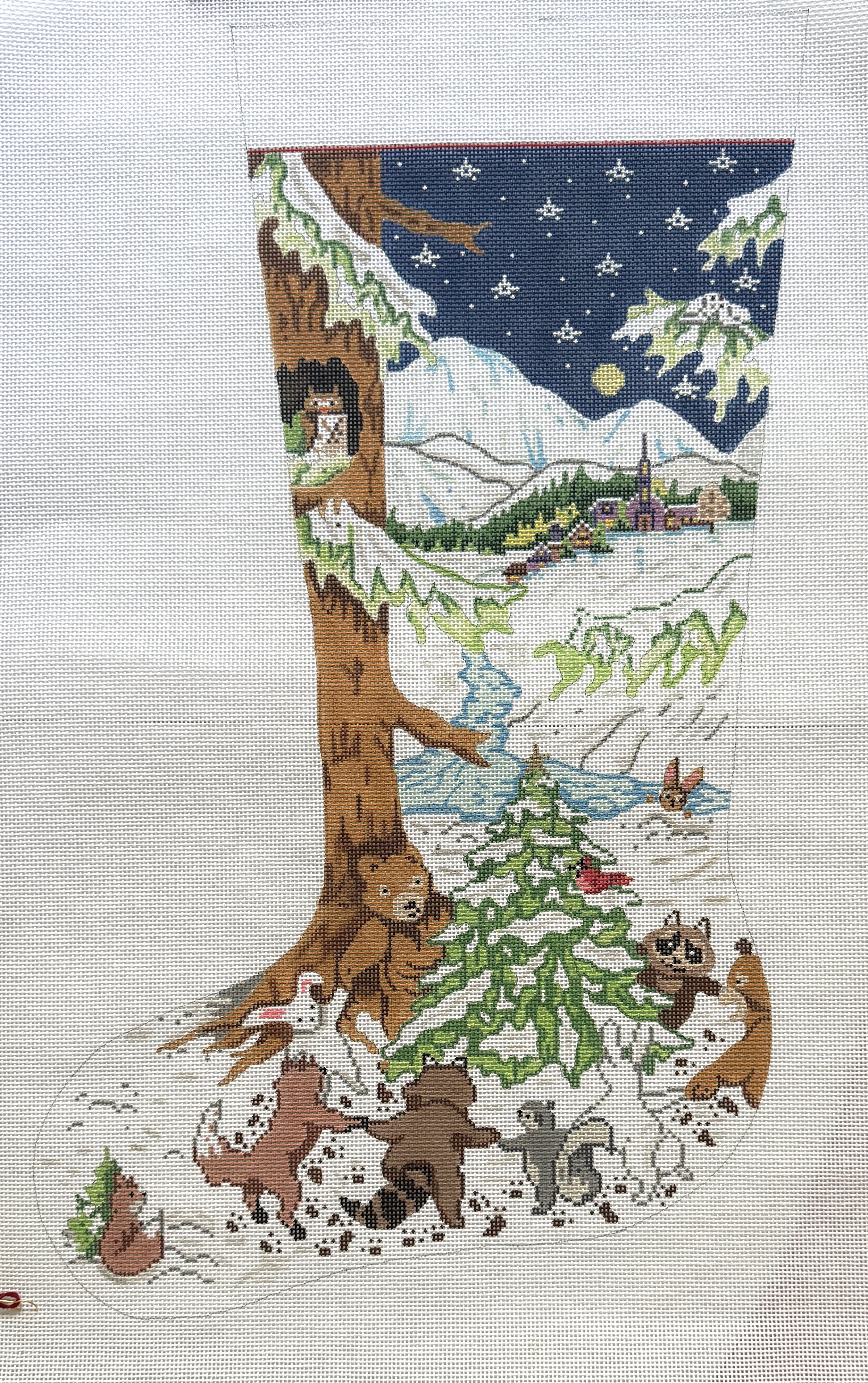 Forest Scene Stocking