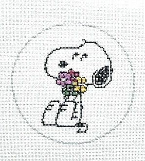 Snoopy Hugging Flowers