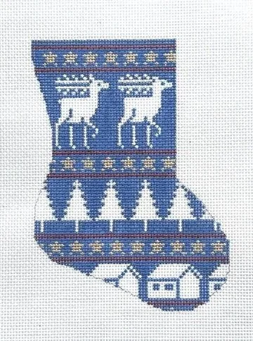 Blue Reindeer Mini Sock