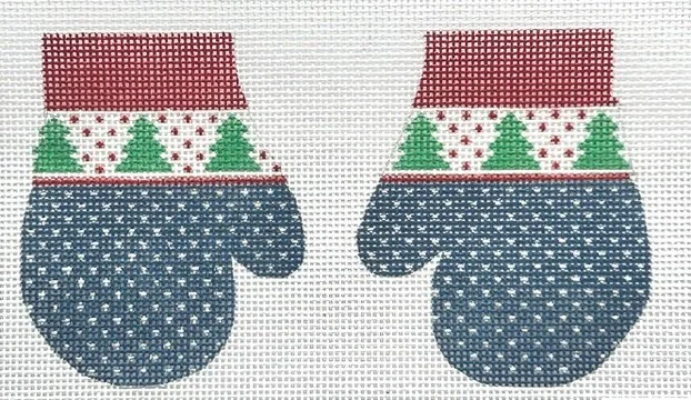 Blue and Green Tree Mittens