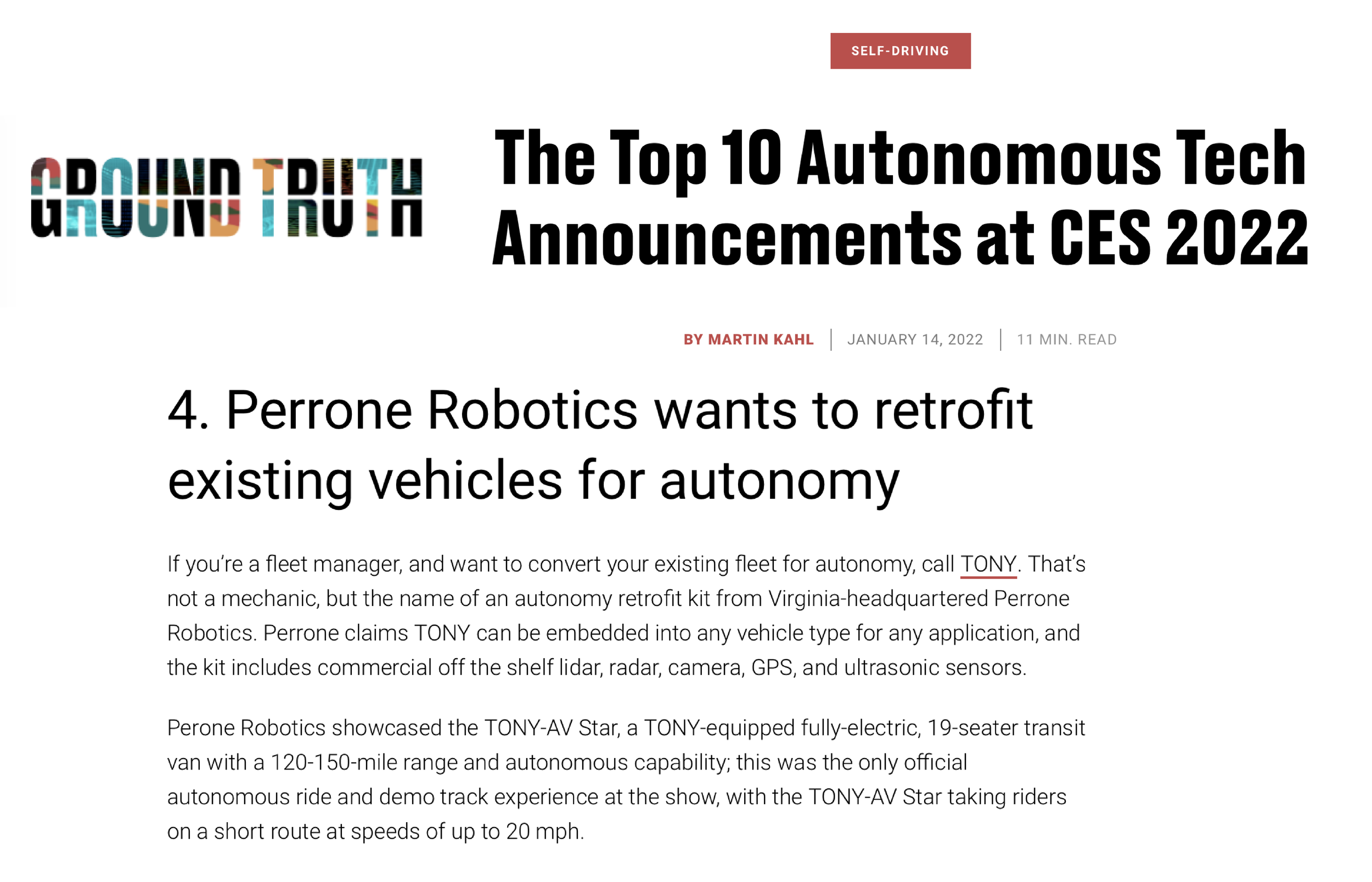 Ground Truth - The Top 10 Autonomous Tech Announcements at CES 2022