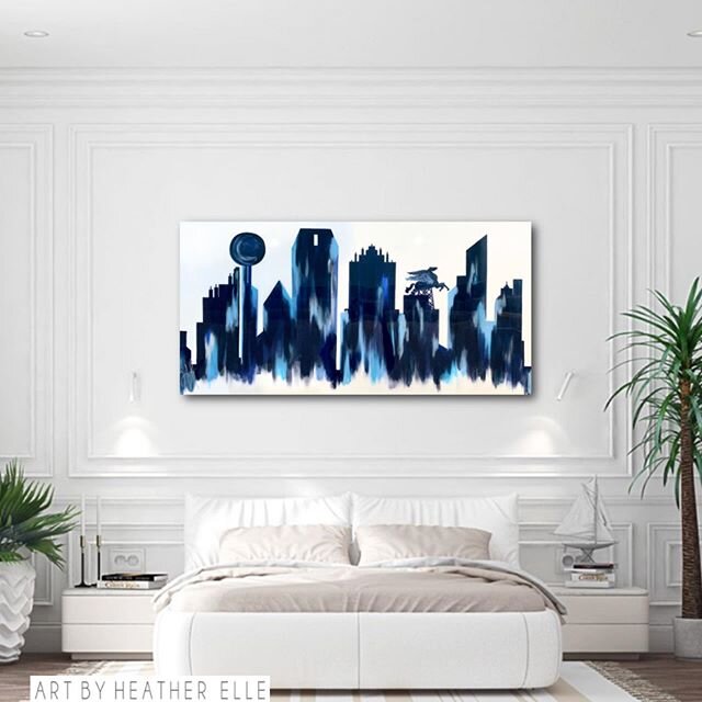 DALLAS Skyline Blues 24X48 on high quality gallery wrapped canvas with high gloss resin coat. Available and ready to ship! .
.
.
.
#customart#dallasart#dallaskyline#dallasdesigners#artbyheatherelle#localdallasart#blueart#navyart#dallascowboyart#skyli