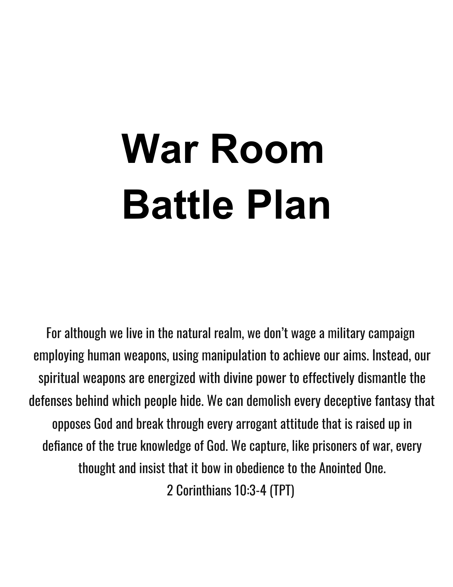War Room Battle Plan