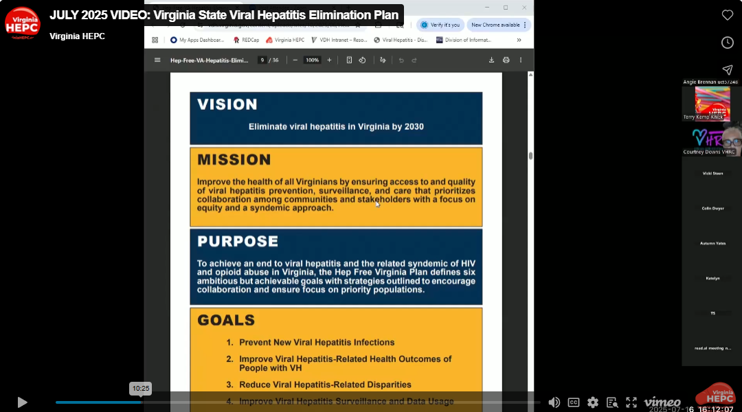 JULY 2025 VIDEO: Virginia State Viral Hepatitis Elimination Plan