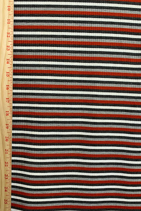 Hotel Decode Døds kæbe Cotton Rib Knit - Red Black White Grey Stripes — SAS Fabrics