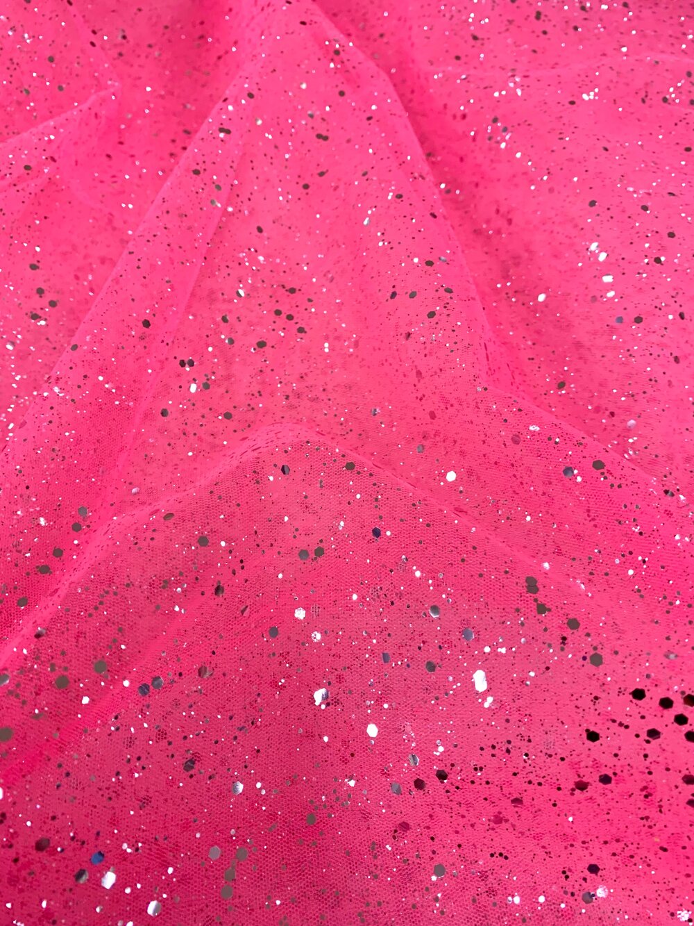 Bubblegum Pink Glitter Tulle Fabric