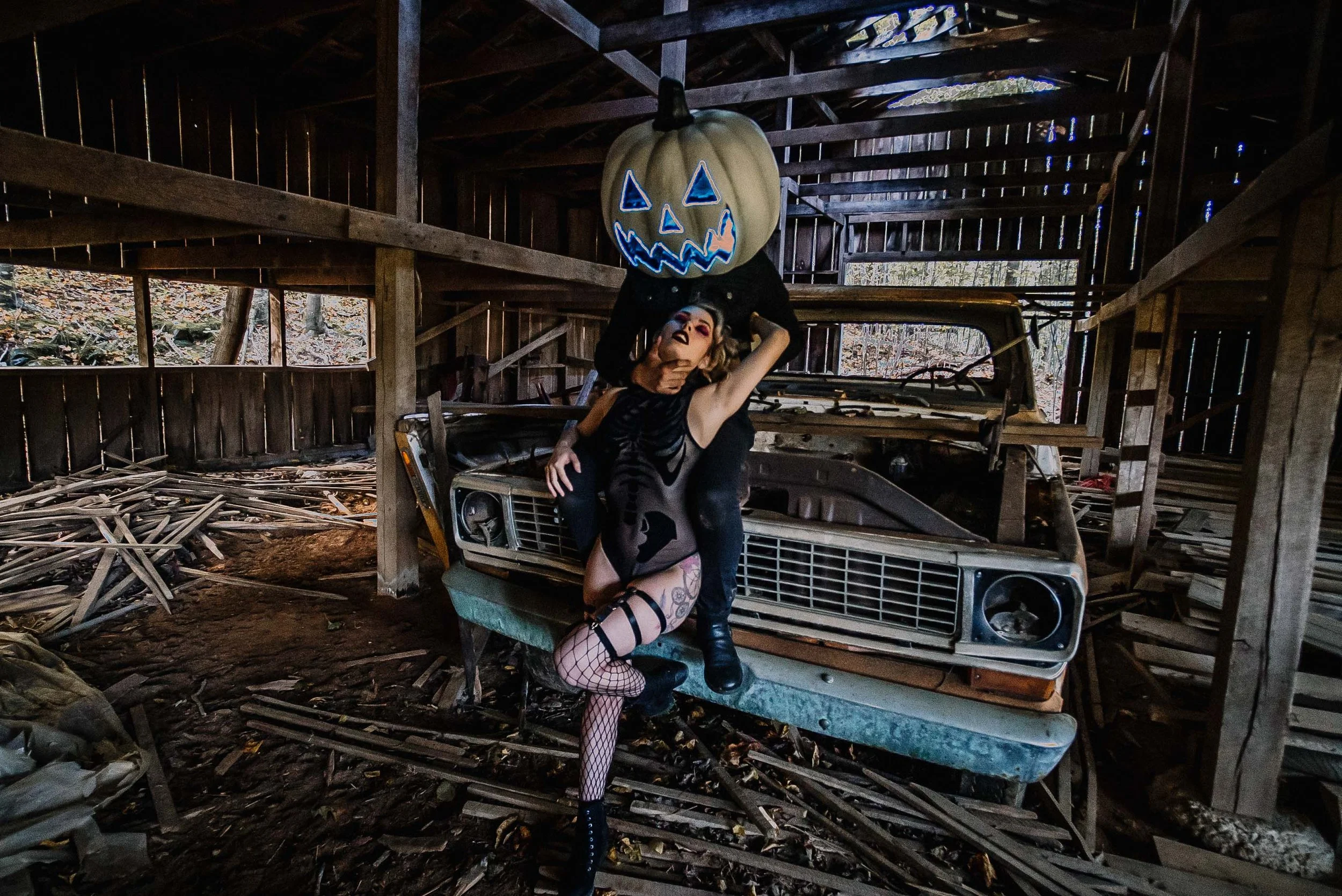 halloween kink mask boudoir couples photography