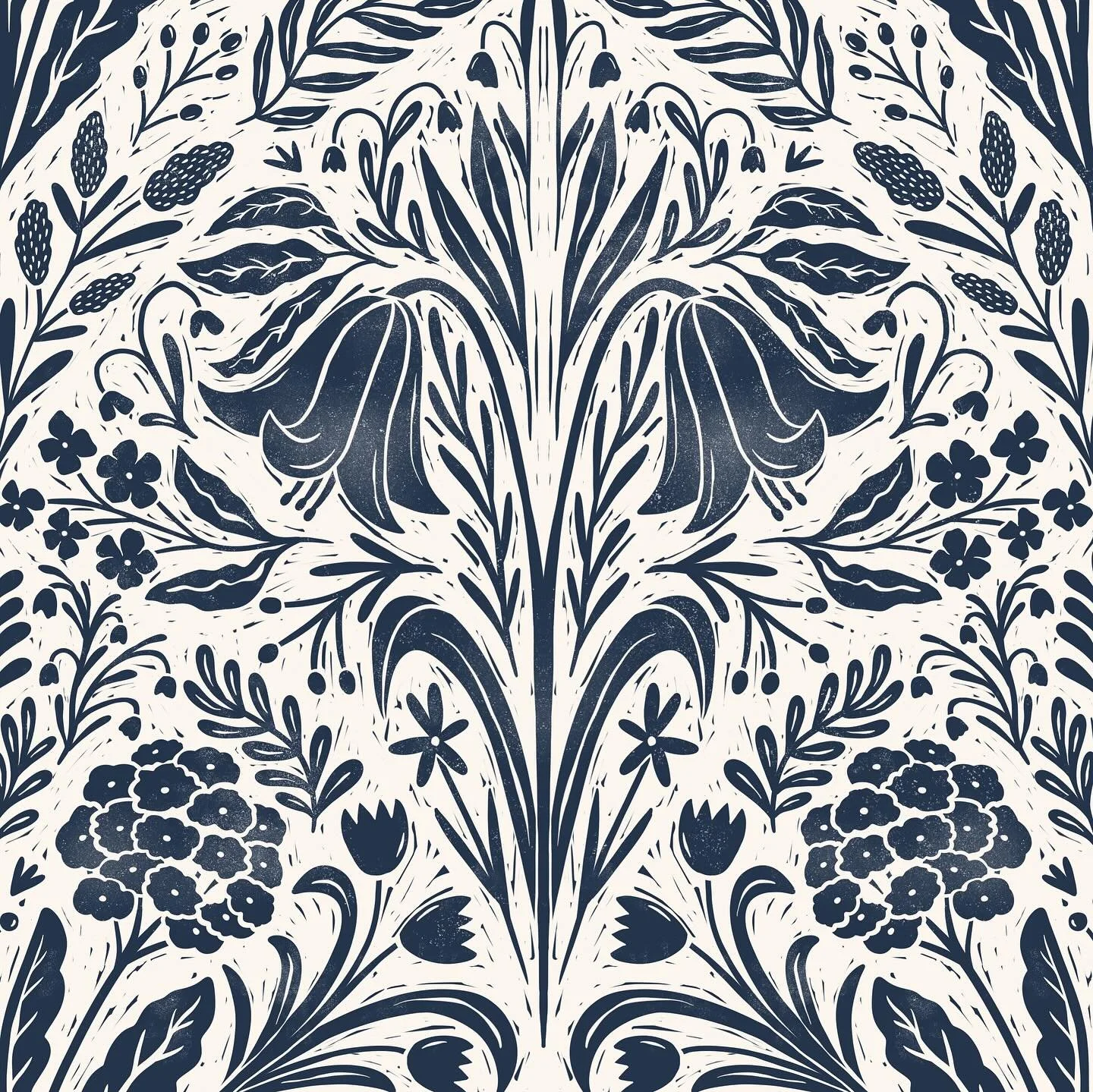 Lily Floral Blockprint placed third in the latest @spoonflower challenge!! This is my favourite style to draw in ☺️ It&rsquo;s available in 10 colourways on fabric and wallpaper on @spoonflower